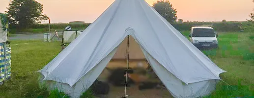 A Rosebay bell tent at sunset